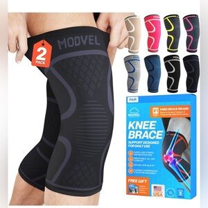 Modvel Knee Brace 2-Pack Black and Gray medium (002)
